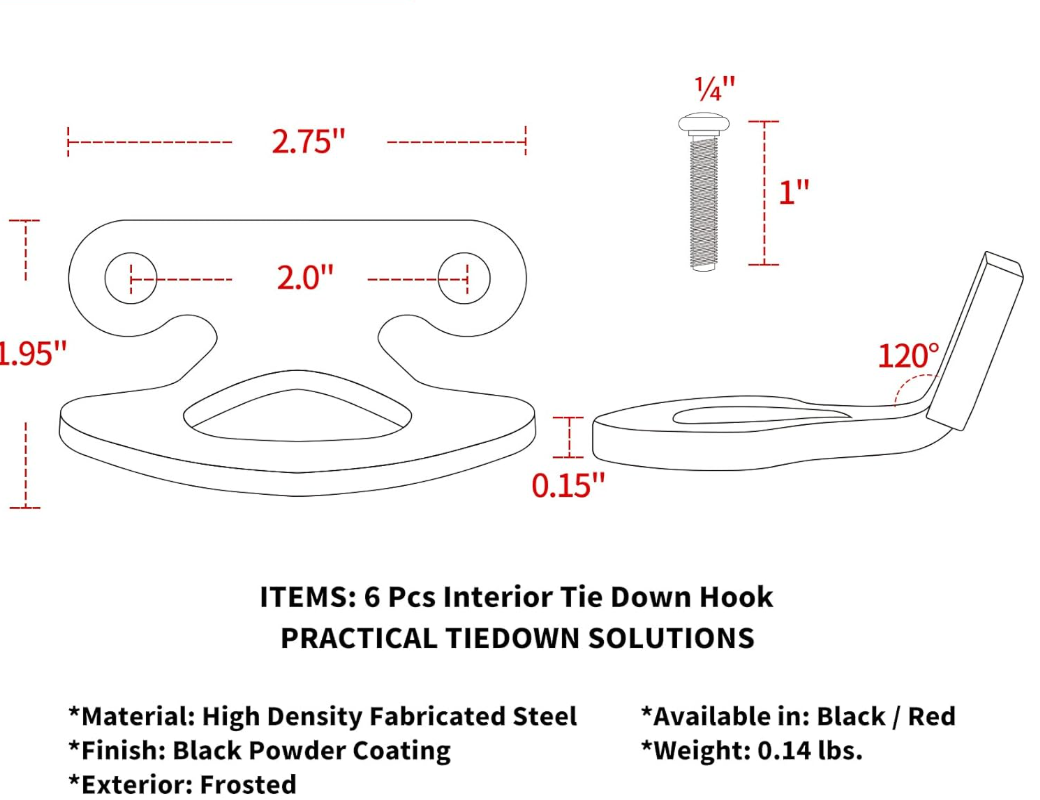 Tie Down Anchors for 2000-2017 Ford Tie Down Hooks | Fits 2004-2017 F-150 Styleside