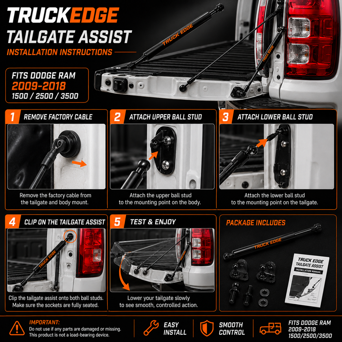 TruckEdge™ Dodge Ram 1500/2500/3500 - 2009-2018 Tailgate Assist