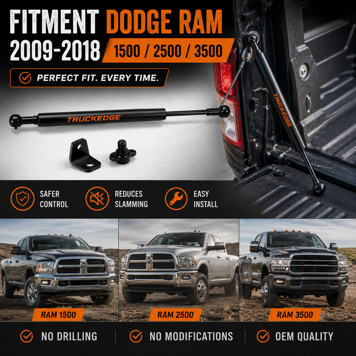 TruckEdge™ Dodge Ram 1500/2500/3500 - 2009-2018 Tailgate Assist