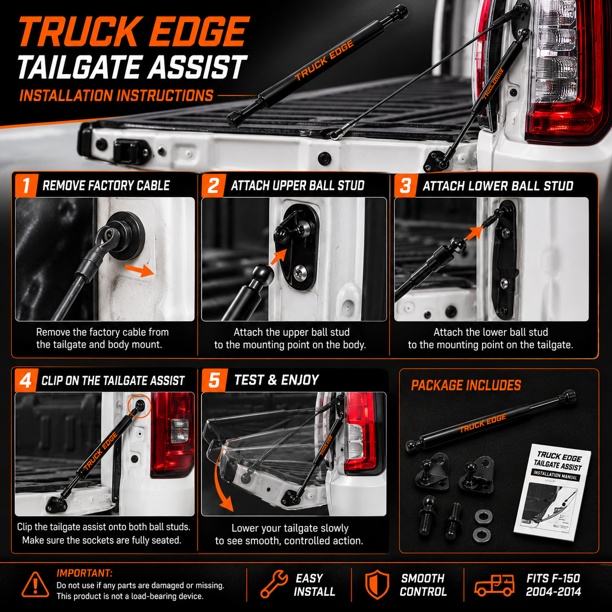 TruckEdge™ Ford F-150/F-250/F-350 - 1997-2025 Tailgate Assist