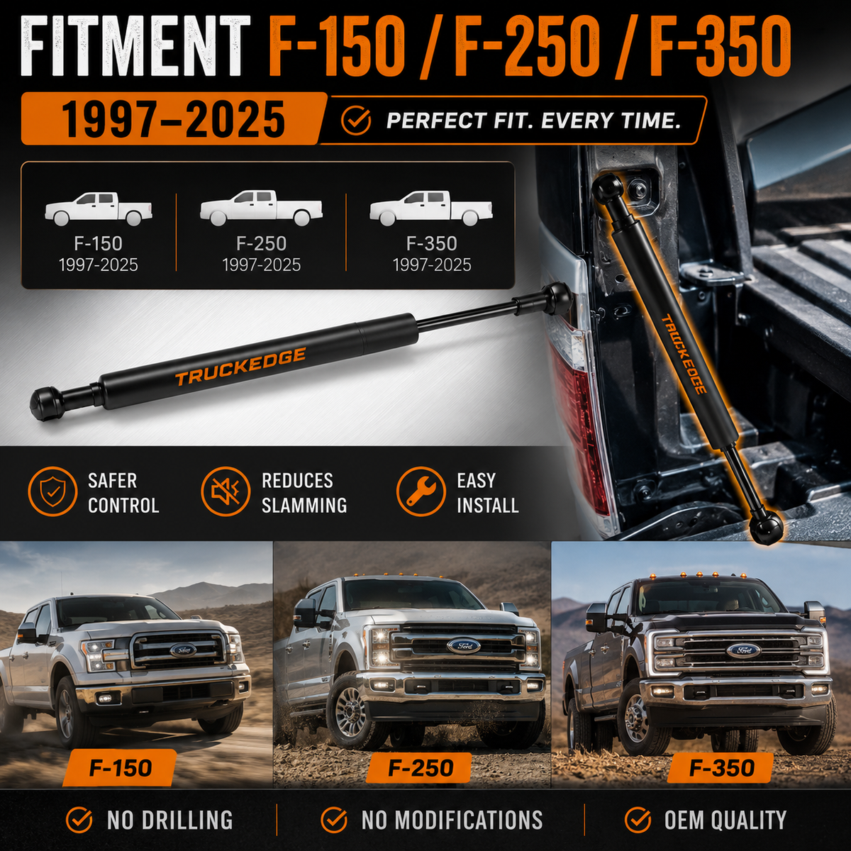 TruckEdge™ Ford F-150/F-250/F-350 - 1997-2025 Tailgate Assist